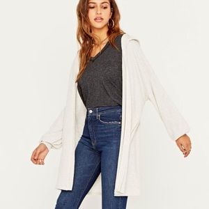 Project Social T Oatmeal Ribbed Hooded Cardigan